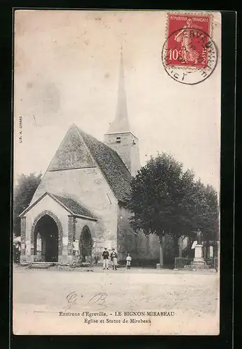 AK Le Bignon-Mirabeau, Eglise et Statue de Mirabeau