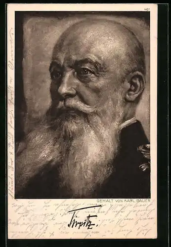 Künstler-AK Portrait vom Grossadmiral Alfred v. Tirpitz