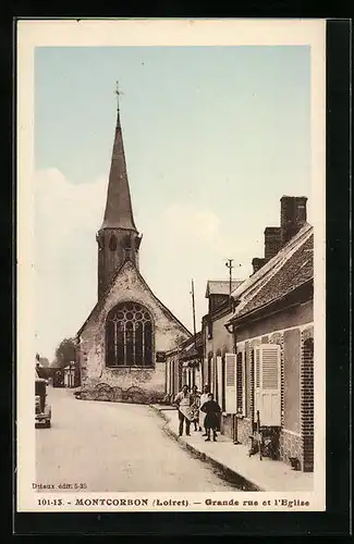 AK Montcorbon, Grande rue et l`eglise