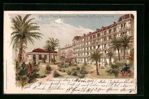 Lithographie Cannes, Hotel Gray & d`Albion