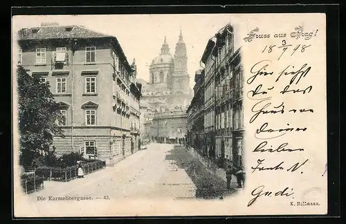 AK Prag / Praha, Karmelitergasse