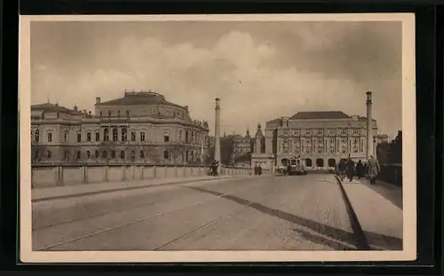 AK Prag / Praha, Parlament und Rechtsfakultät, Brücke