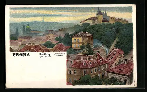 Lithographie Prag / Praha-Hradcany, Teilansicht
