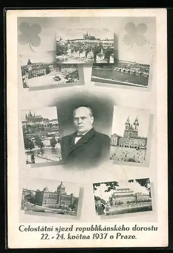 AK Prag / Praha, Celostatni sjezd republikánského dorostu 22.-24. kvetna 1937