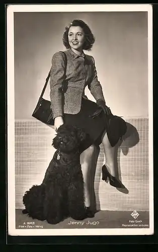 AK Schauspielerin Jenny Jugo mit Hund