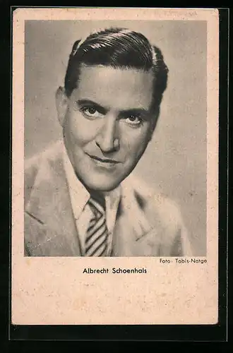 AK Schauspieler Albrecht Schoenhals mit gestreifter Krawatte