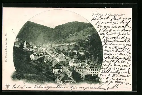 AK Triberg /Schwarzwald, Ortsansicht mit Hügeln