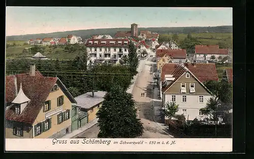 AK Schömberg /Schwarzwald, Ortsansicht, Sanatorium Schömberg