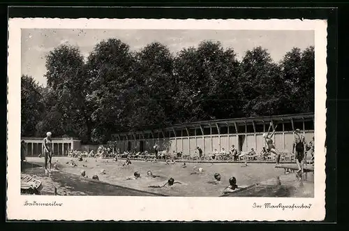 AK Badenweiler, Im Markgrafenbad, Menschen im Wasser und beim Wasserspringen