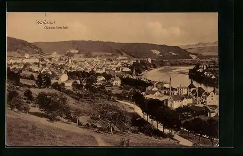 AK Waldshut, Gesamtansicht mit Fluss und Hügeln