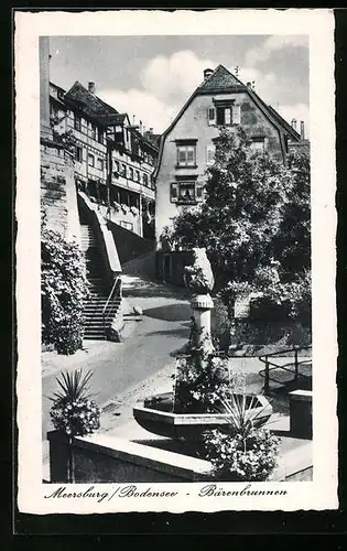 AK Meersburg /Bodensee, Bärenbrunnen mit Bepflanzung