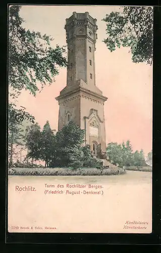 AK Rochlitz, Turm des Rochlitzer Berges, Friedrich-August-Denkmal