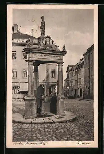 AK Kamenz, Andreasbrunnen, Strassenpartie