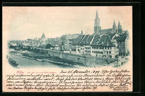AK Ulm a. D., Totalansicht von der Donaubrücke gesehen