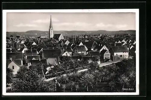 AK Saulgau, Panorama mit Kirche