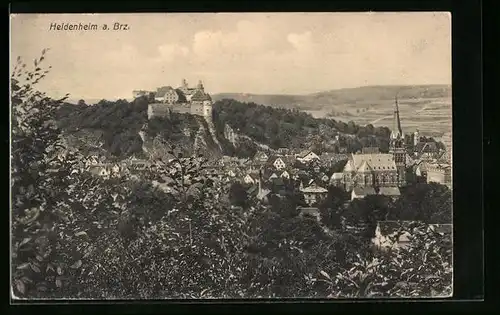 AK Heidenheim a. Brz., Panorama mit Schloss Hellenstein