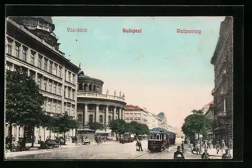 AK Budapest, Waitznerring, Strassenbahn