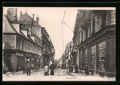 AK Bourges, Rue Moyenne, Strassenbahn