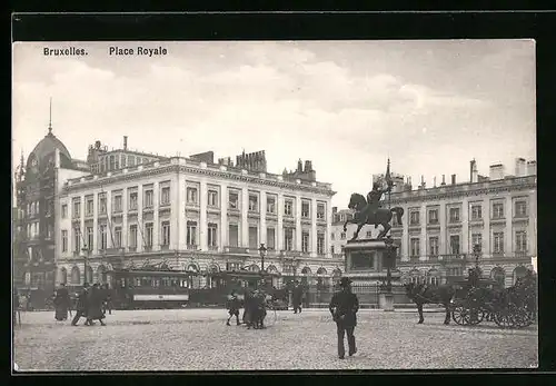 AK Bruxelles, Place Royale, Strassenbahn