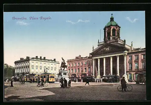 AK Bruxelles, Place Royale, Strassenbahn