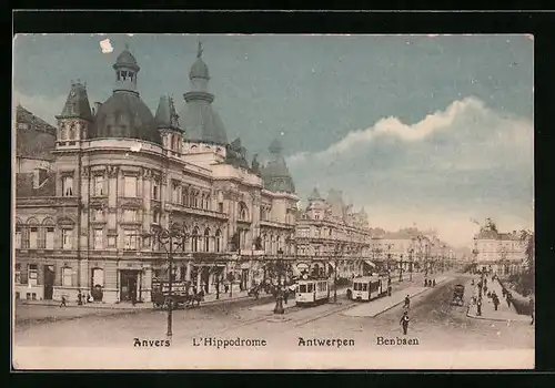 AK Anvers, L`Hippodrome, Strassenbahn