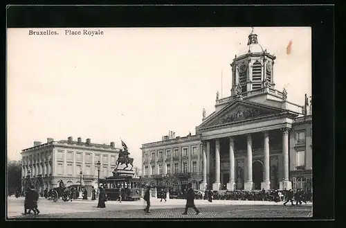 AK Bruxelles, Place Royale, Strassenbahn
