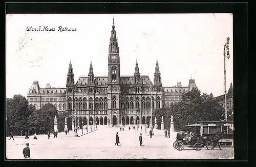 AK Wien, Neues Rathaus, Strassenbahn