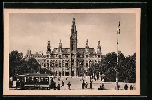 AK Wien, Rathaus, Strassenbahn