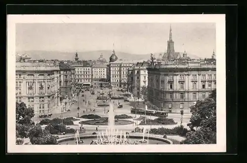 AK Wien, Schwarzenbergplatz, Strassenbahn