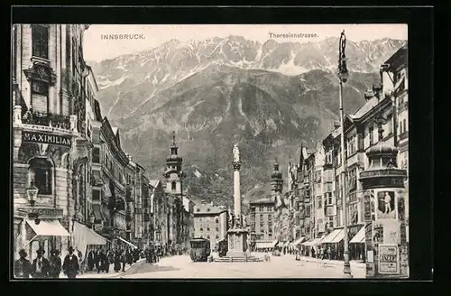 AK Innsbruck, Theresienstrasse, Strassenbahn