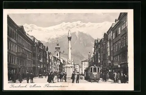 AK Innsbruck, Maria Theresienstrasse, Strassenbahn