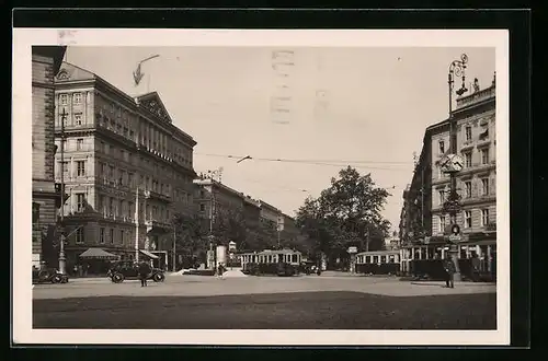 AK Wien, Kärntnerring mit Hotel Imperial, Strassenbahn