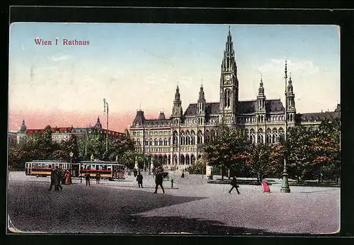 AK Wien, Rathaus, Strassenbahn