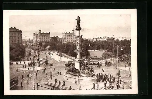 AK Wien, Strassenbahnen halten am Praterstern