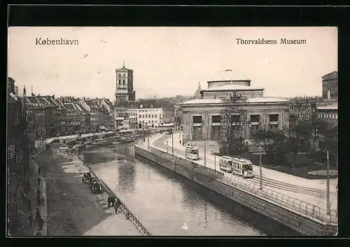 AK Kobenhaven, Thorvaldsens Museum, Strassenbahn