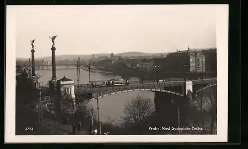 AK Praha, Most Svatopluka Cecha, Strassenbahn