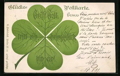 AK Kleeblatt mit Glückwunsch