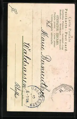 AK Osterengel beim Singen mit kleiner Harfe