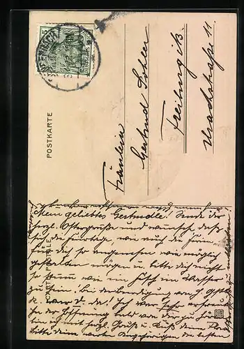 AK Osterhase bemalt Eier