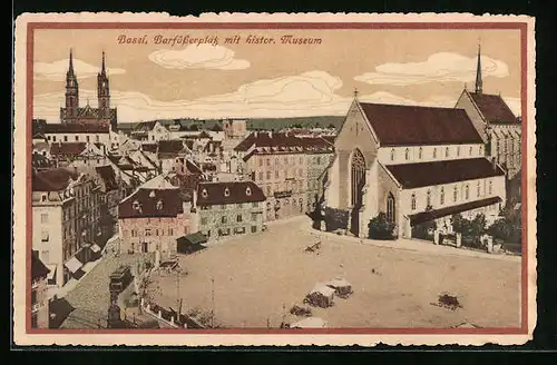 AK Basel, Barfüsserplatz mit histor. Museum