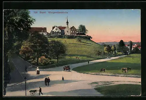 AK Basel, Grünanlagen bei der Margarethenkirche