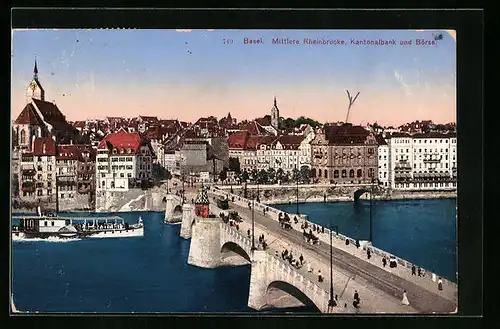 AK Basel, Mittlere Rheinbrücke, Kantonalbank und Börse