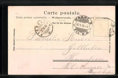 AK Basel, Strassenpartie am Rathaus