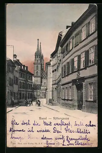 AK Basel, Strassenpartie der Rittergasse