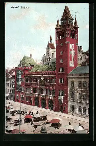 AK Basel, Markt am Rathaus