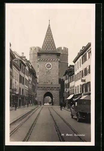 AK Basel, Strassenpartie am Spalenthor