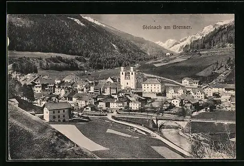 AK Steinach /Brenner, Ortspartie mit Brücke und Kapelle