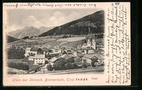 AK Steinach /Brenner, Ortspartie mit Brennerbahn