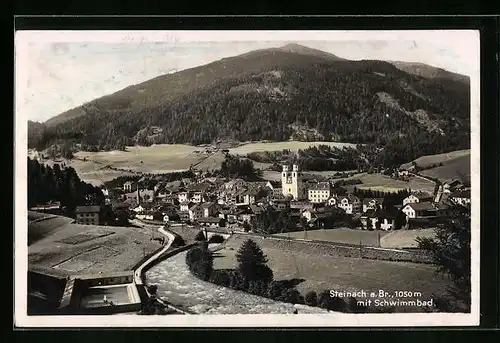 AK Steinach /Brenner, Ortsansicht mit Schwimmbad