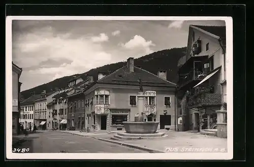 AK Steinach /Brenner, Strassenpartie mit Brunnen